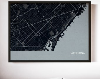 Barcelona City Street Map, Travel Print - frame, gift, wall decor, travel map, free shipping, gift for him, gift for her, city, print, map