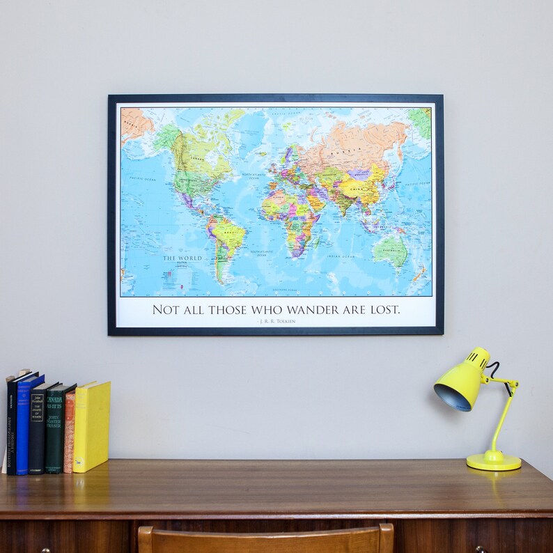 Personalised Map of the World Pinboard Art Decor Free Etsy UK