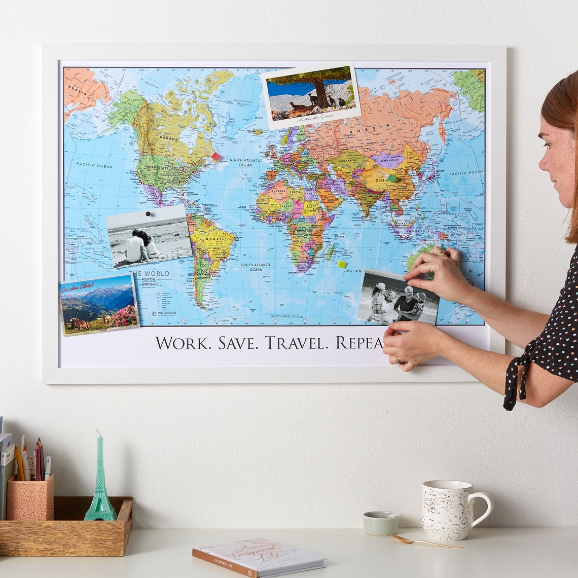 Personalised Map of the World Pinboard Art Decor Free Etsy
