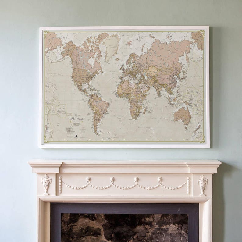 Antique World Map Vintage Map Home Decor Bedroom Living Etsy UK