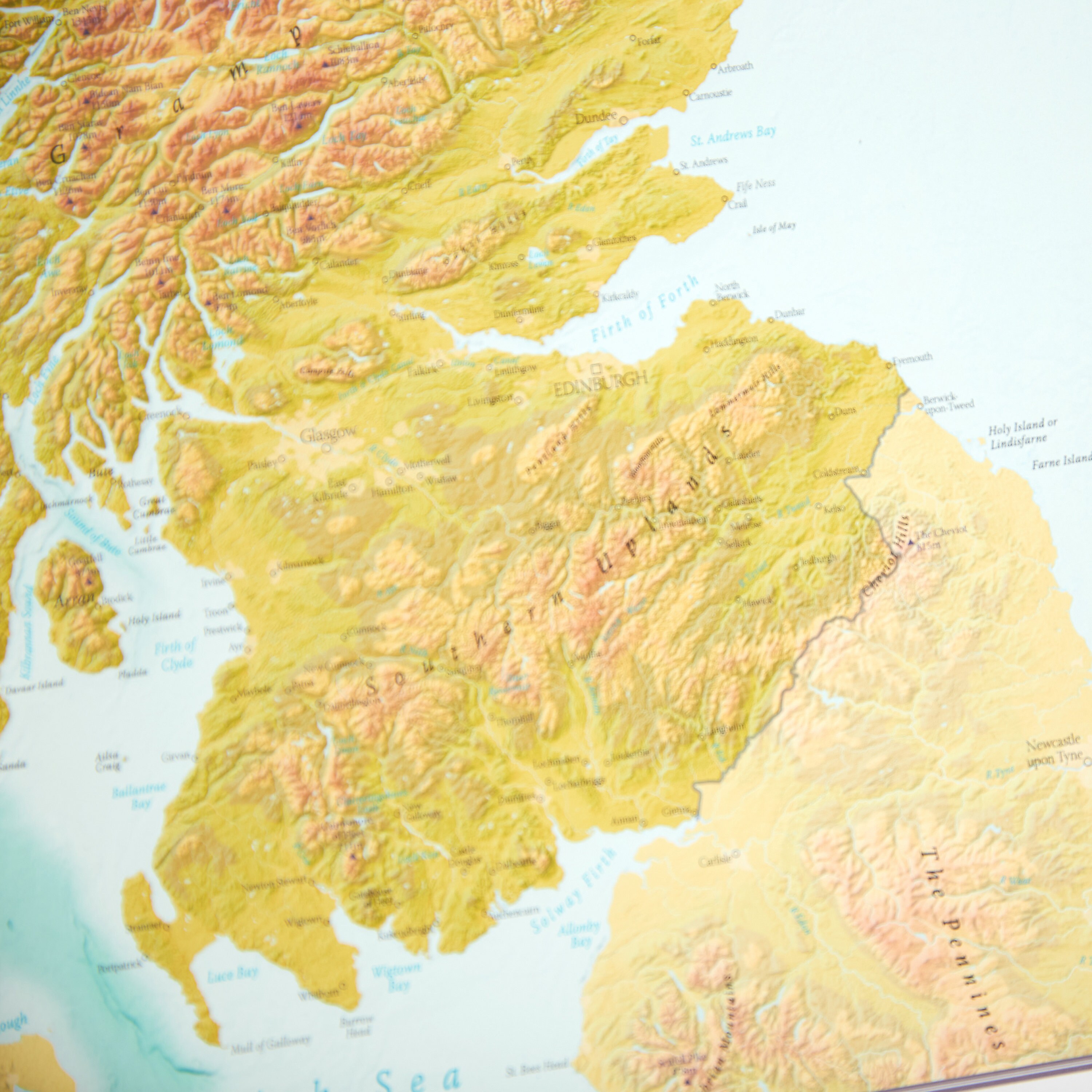 Map of Scotland Poster Art - Wall Decor Print - Topographic Terrain ...