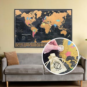 Scratch World Map® Print – Flags Panel, Travel Gift, Document Adventures