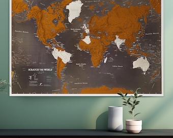 Scratch the World ® Black Map Edition - scratch off places you travel poster - wall hanging, gift, gift for him, gift for her, free shipping