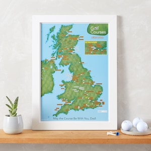 Scratch Off Britse golfbanen print - cadeau, cadeau voor hem, cadeau voor haar, gepersonaliseerd, woondecoratie, gratis verzending, kraskaart, muurkaart, golfkaart