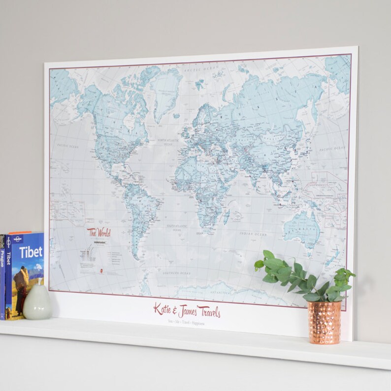Personalised World is Art Map Wall Art Pinboard Art Decor Etsy UK