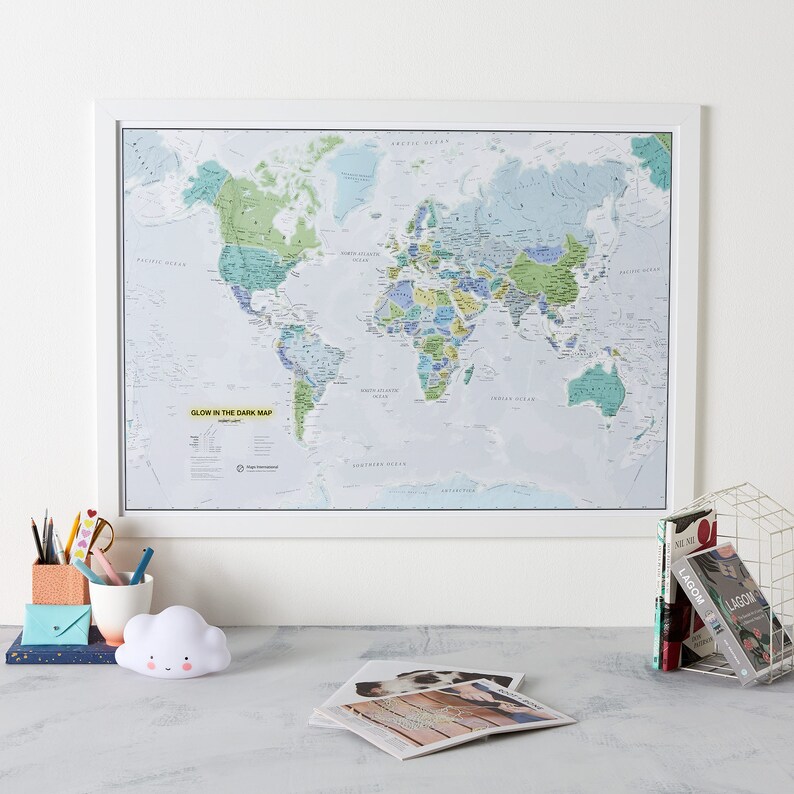 Kids Glow in the Dark World Map Bedroom Playroom Wall Map Etsy UK