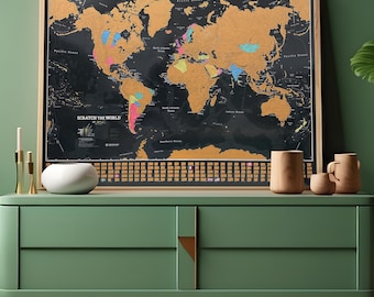 Weltkarte Zum Rubbeln mit Geschenkröhre - X-Large - 84x59 cm - Über 50 Jahre in der Kartenherstellung - Kartografische Details mit Länder