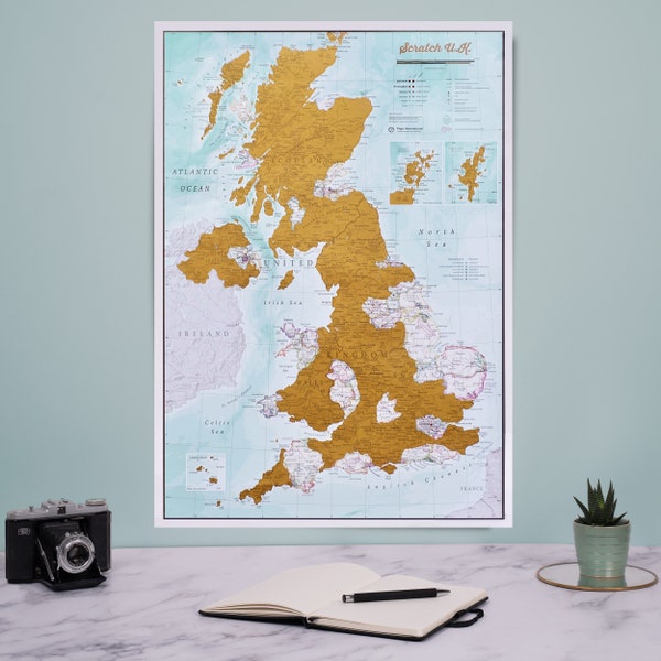 Scratch Off UK Print - campervan gift, gift for him, gift for her, home decor, free shipping, scratch, wall map