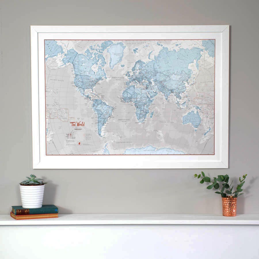 Map of the World Art Print - Paper - Push Pin Map, Gift for Him, Gift ...