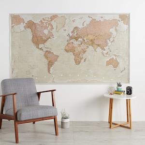 Large Antique Style World Map – Political Wall Art (Laminated)