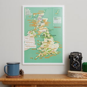 Scratch Off British National Parks and Outdoors Print - Poster cadeau voor natuurverkenners - 30 (b) x 42 (h) cm - cadeau voor hem, gratis verzending