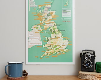 Scratch Off British National Parks And Outdoors Print - Poster Gift for Nature Explorers - 30 (w) x 42 (h) cm - gift for him, free shipping