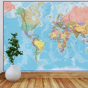 Riesige Weltkarte Wandbild Blue Ocean - blauer Ozean, Wandkarte, Schlafzimmer, Wohnzimmer, riesige Karte, kostenloser Versand, Tapete, Geschenk, Karte, Wandbild Karte