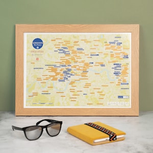 Lámina de regalo Scratch Off London's Blue Plaques - Póster de Londres, regalo para viajeros, marco de madera, regalo para él, regalo para ella, envío gratis, mapa