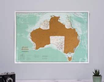 Scratch Off Australia Print - gift, gift for him, gift for her, home decor, free shipping, scratch,wall map, walking map