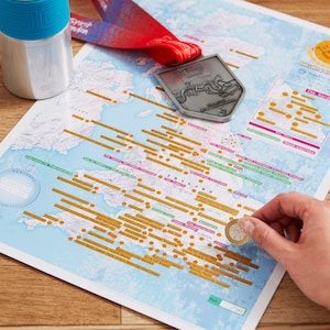 Carte personnalisée des marathons du Royaume-Uni et d'Irlande à gratter - affiche, cadeau pour lui, cadeau pour elle, course à pied, jogging, marathon de Londres