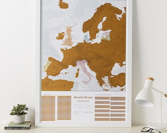 Scratch Europe - scratch off places you travel map print - wall map, map poster, gift, map gift, home decor, push pin map, scratch map