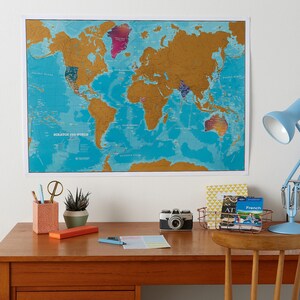 Scratch the World ® Watercolour Edition Map - scratch off places you travel poster- gift, gift for him, gift for her, free shipping