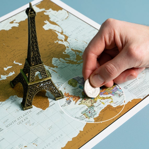 Carte du Monde à gratter Très grand format 84 x 59 cm de 50 ans  d'expérience dans la cartographie -  France