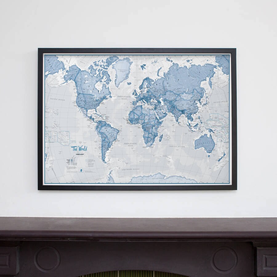 Map of the World Art Print - Paper - Push Pin Map, Gift for Him, Gift ...