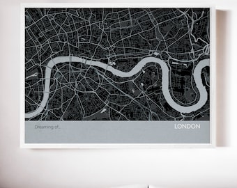 Personalised London City Street Map Print - gift, quote, wall decor, map, gift for him, gift for her, free shipping, city print,quote map