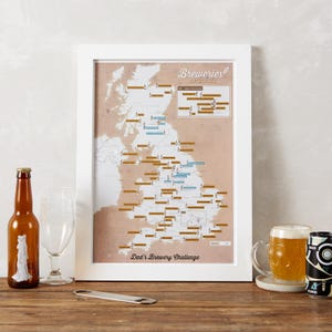 Impression à gratter des brasseries britanniques - cadeau bière, cadeau pour lui, cadeau pour elle, personnalisé, livraison gratuite, à gratter, carte murale, brasseries