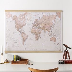 Antique World Map - vintage map, home decor, bedroom, living room, world map, wall map gift for him, gift for her, antique, free shipping