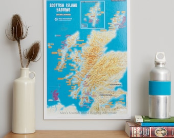 Scratch off Scottish Island Bagging Print - Poster Gift for Hikers & Walkers - 30 (w) x 42 (h) cm - gift, gift for him, free shipping
