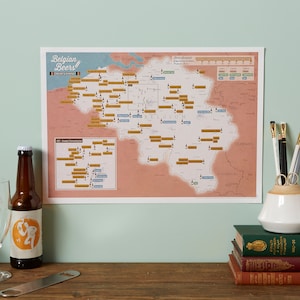 Poster personnalisé à gratter bières belges à gratter - cadeau bière - cadeau papa - cadeau pour lui