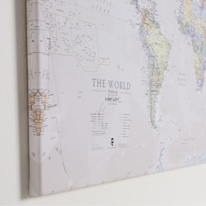 Classic World Map home decor, bedroom, world wall map, living room, wall map, gift for him, gift for her, push pin map, Free Shipping image 6