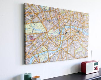 A-Z Canvas Map - London - bedroom, study, home decor, living room, canvas map, London, push pin map, Free Shipping