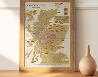 Personalised Scratch Off Whisky Distilleries Print - gift, gift for him, personalised, free shipping,scratch,wall map,whisky map