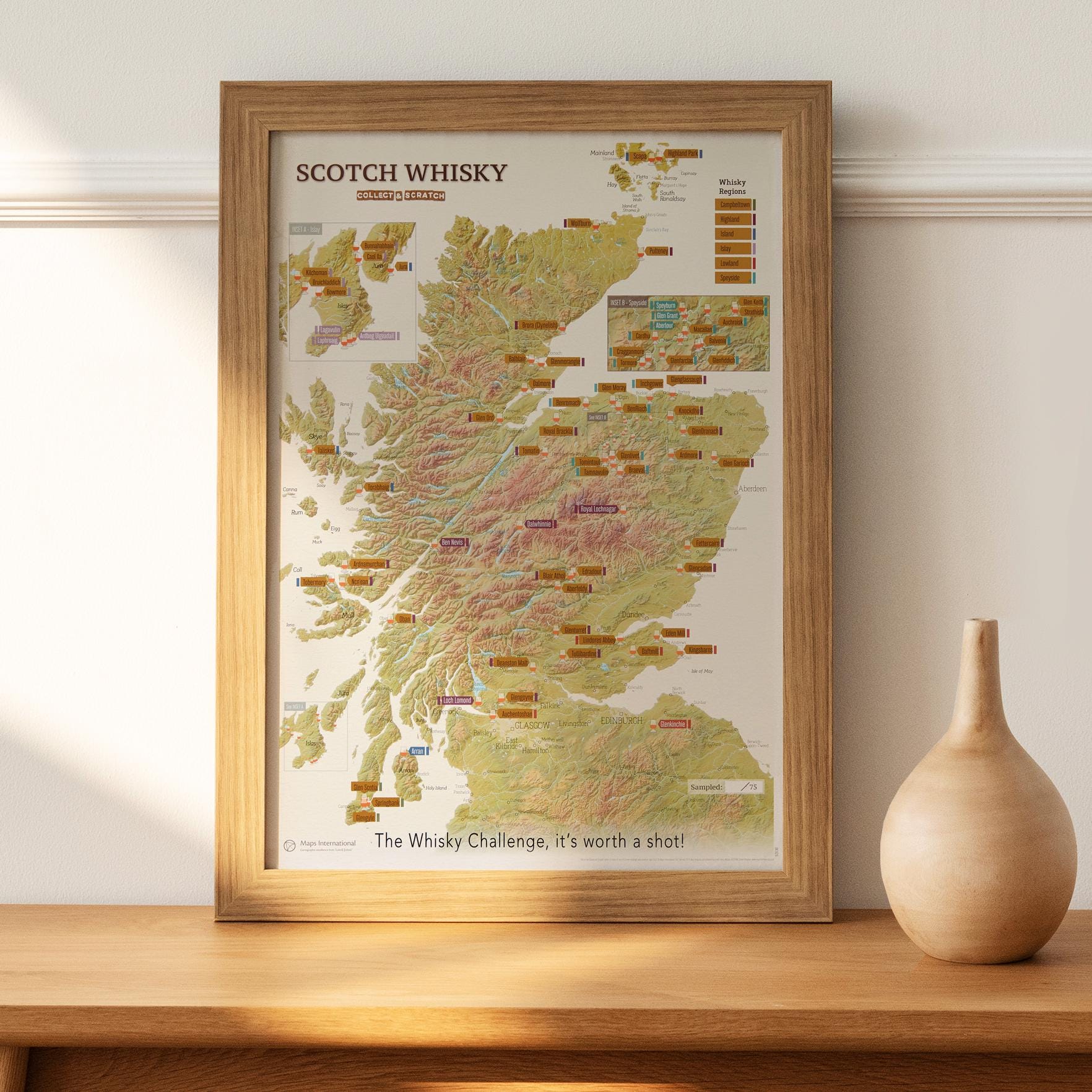 Personalised Scratch Off Whisky Distilleries Print - gift, gift for him, personalised, free shipping,scratch,wall map,whisky map