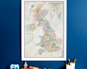 UK Classic Map Poster Art - wall decor print - British Isles map - home decor - map gift