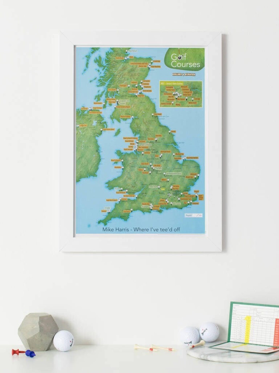 Scratch off UK Golf Courses Print Gift, Gift for Him, Gift for Her, Personalised, Home Decor