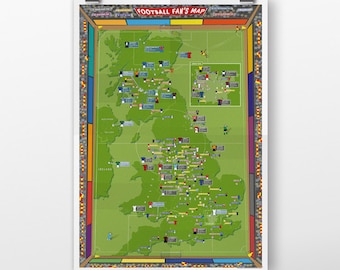 Football Fan's Stadium Map - push pin map, gift for him, gift for her, football map, bedroom, playroom, gift, home decor, Free Shipping