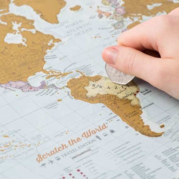 color Gold Travel Scratch Print Scratch the World/® Mapa impreso.