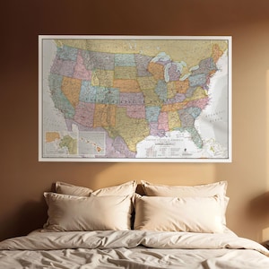 Map of USA Poster Art - wall decor print - classic edition - home decor - map gift