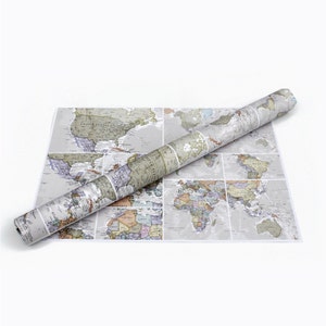 Weltkarte Geschenkpapier - klassisch, Landkartenpapier, Reise, Geschenkverpackung, Geschenk für Ihn, Geschenk für sie, Karte, Poster, Weltkarte, kostenloser Versand