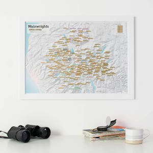 Impression d'ensachage Wainwright Hill à gratter - cadeau, cadeau pour lui, cadeau pour elle, décoration d'intérieur, livraison gratuite, à gratter, carte murale, carte de marche