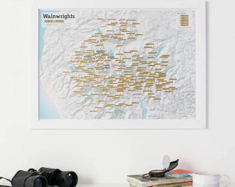 Scratch Off Wainwright Hill Bagging Print - gift, gift for him, gift for her, home decor, free shipping, scratch, wall map, walking map
