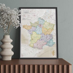 Map of France Poster Art - wall decor print - classic edition - home decor - map gift