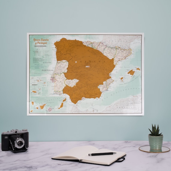 Scratch Off España y Portugal Print regalo, regalo para él, regalo para  ella, decoración del hogar, envío gratuito, rasguño, mapa de pared, mapa de  caminar -  España