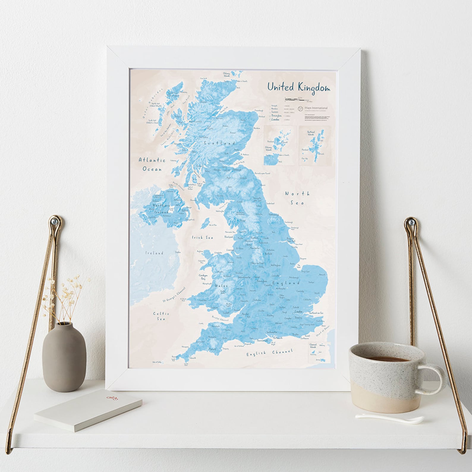 Map of UK Art Print Matt Art Paper UK Push Pin Map Gift Etsy UK