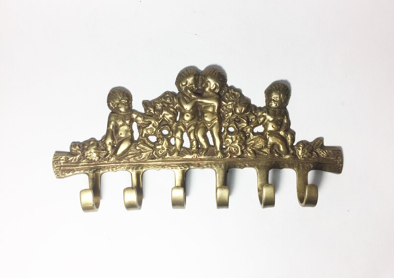Vintage Solid Brass Cherub Wall Hook