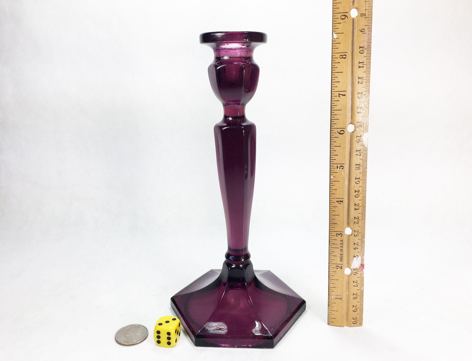 Vintage Purple Glass Candle Holder Grande Taille Pièce Etsy