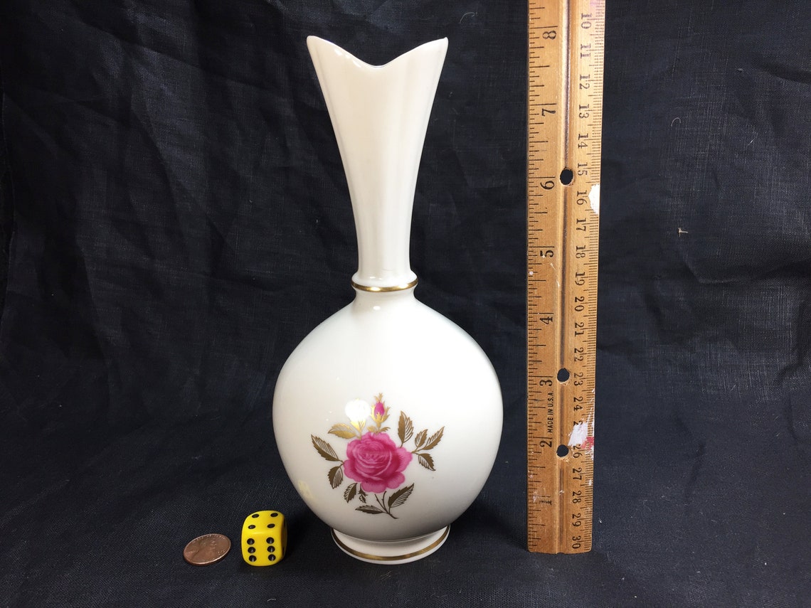 Vintage Lenox Rose Bud Vase Ceramic Fluted Neck Flower Pot Etsy