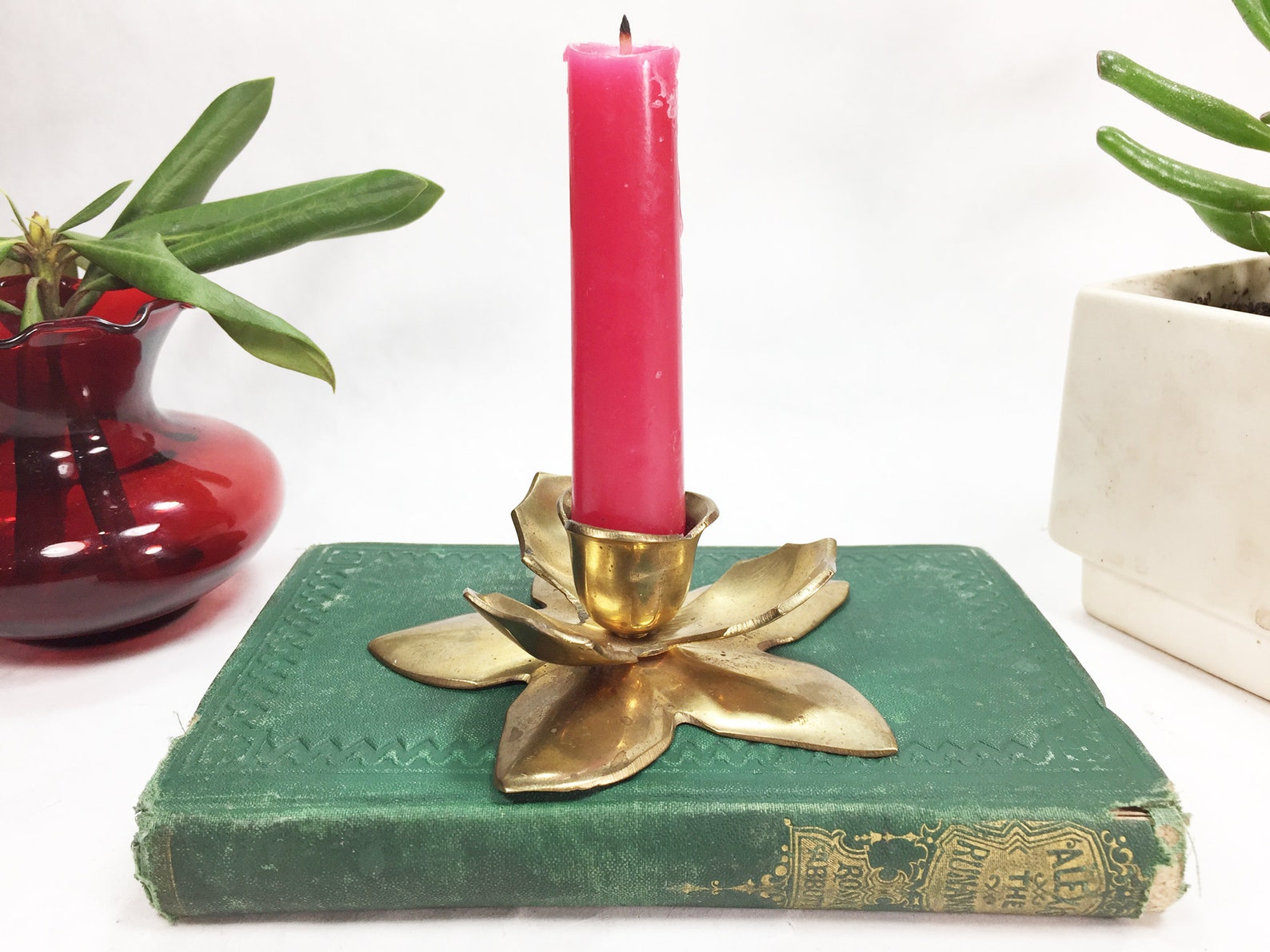 Vintage Brass Flower Shape Candle Holder Small Size Etsy