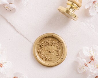 Custom Wax Seal Stamp, Cherry Blossom Wax Seal, Wedding Stamp, Invitation Wax Stamp, Custom Wax Seal, Custom Monogram Stamp ICHIKA WMONO169