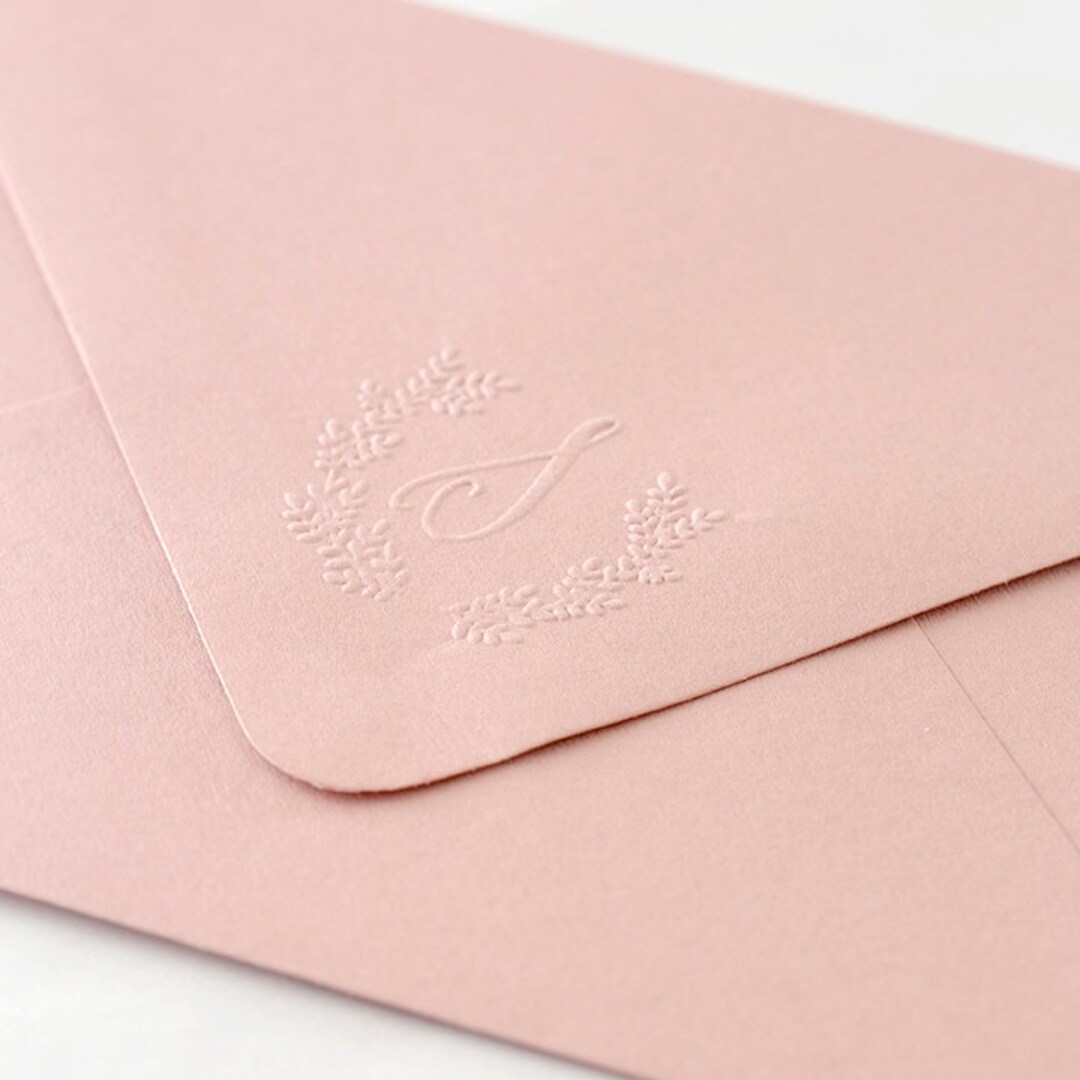 Initial Laurel Embosser Stamp, Initial Embossing Seal, Botanical